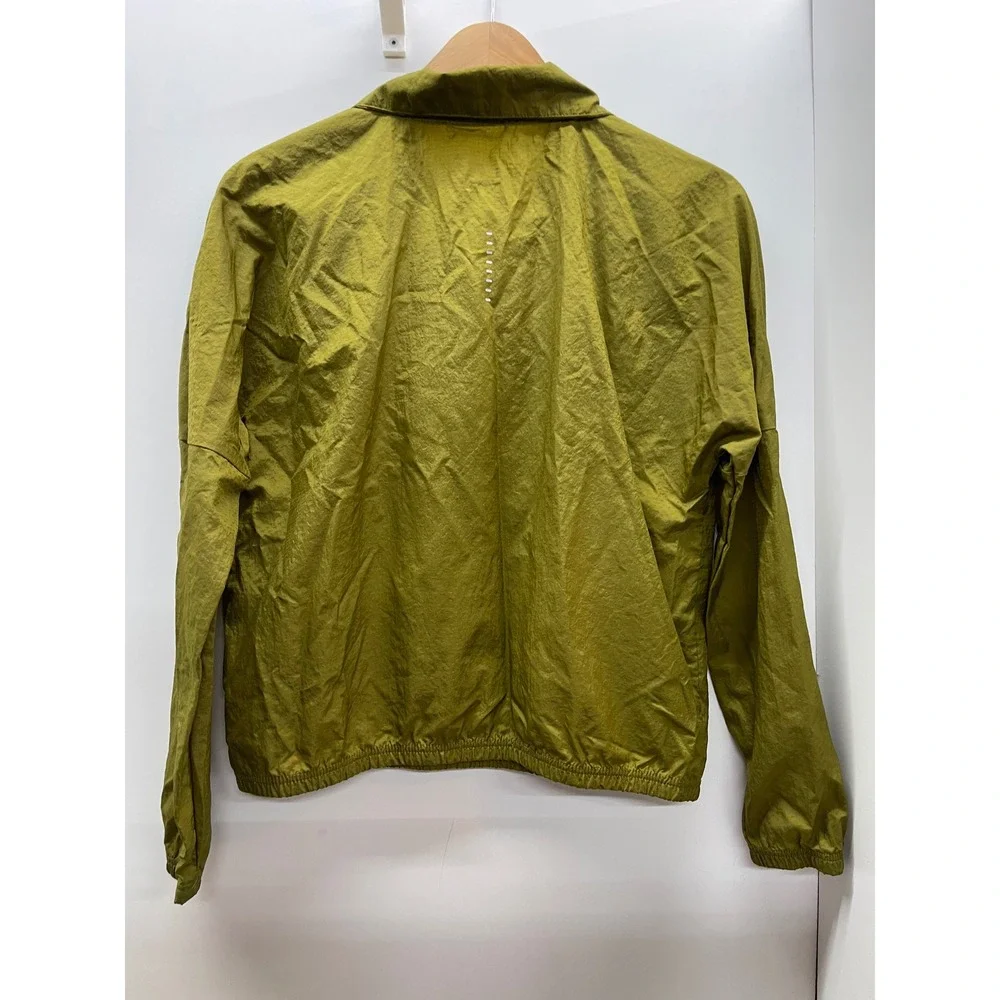 Nike Running Quarter Zip Windbreaker Jacket Olive Green Neon Yellow Size M